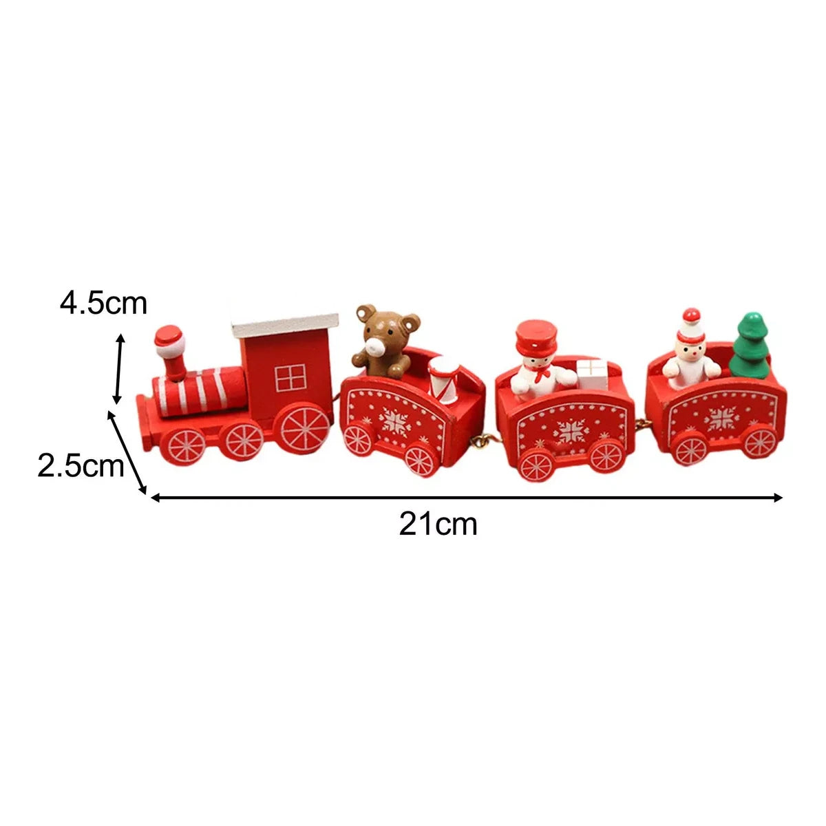 Tren Navideño Rojo de Madera – 21 cm