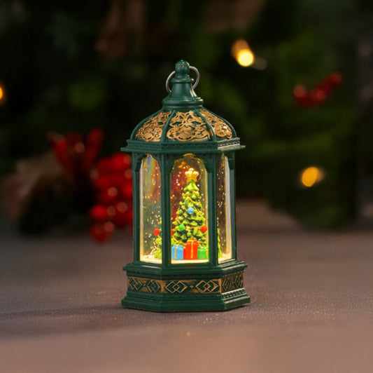 Farol Navideño con Árbol de Navidad LED – 14,5 cm