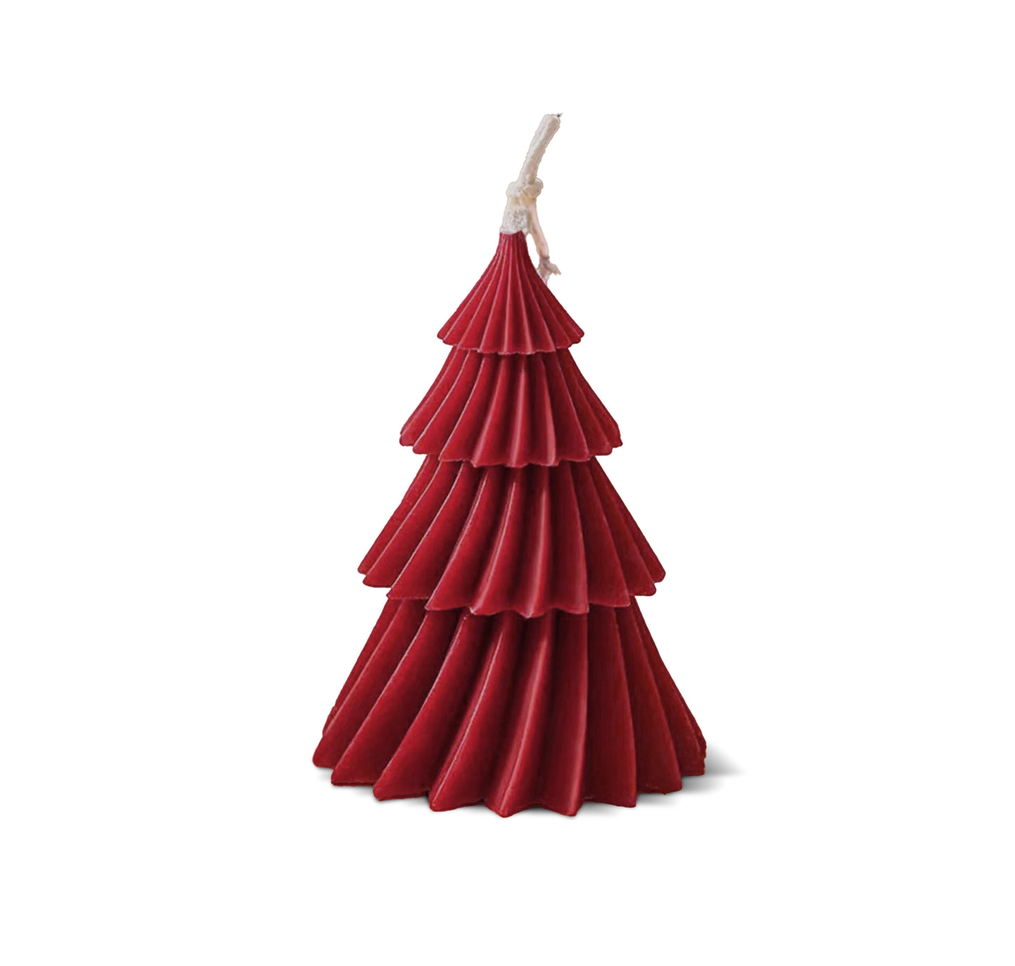 Vela Árbol de Navidad Roja – Diseño Escalonado 12 cm