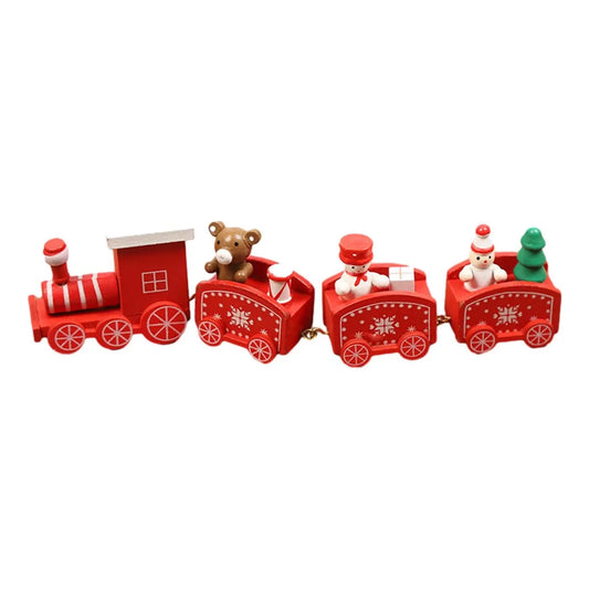 Tren Navideño Rojo de Madera – 21 cm