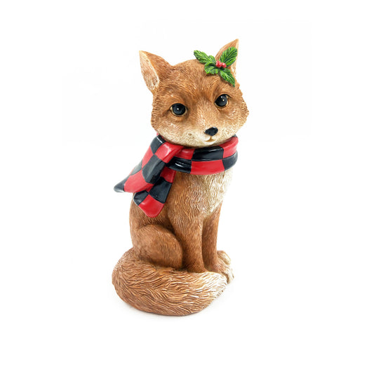 Figura Navideña de Zorro con Bufanda – 17 cm