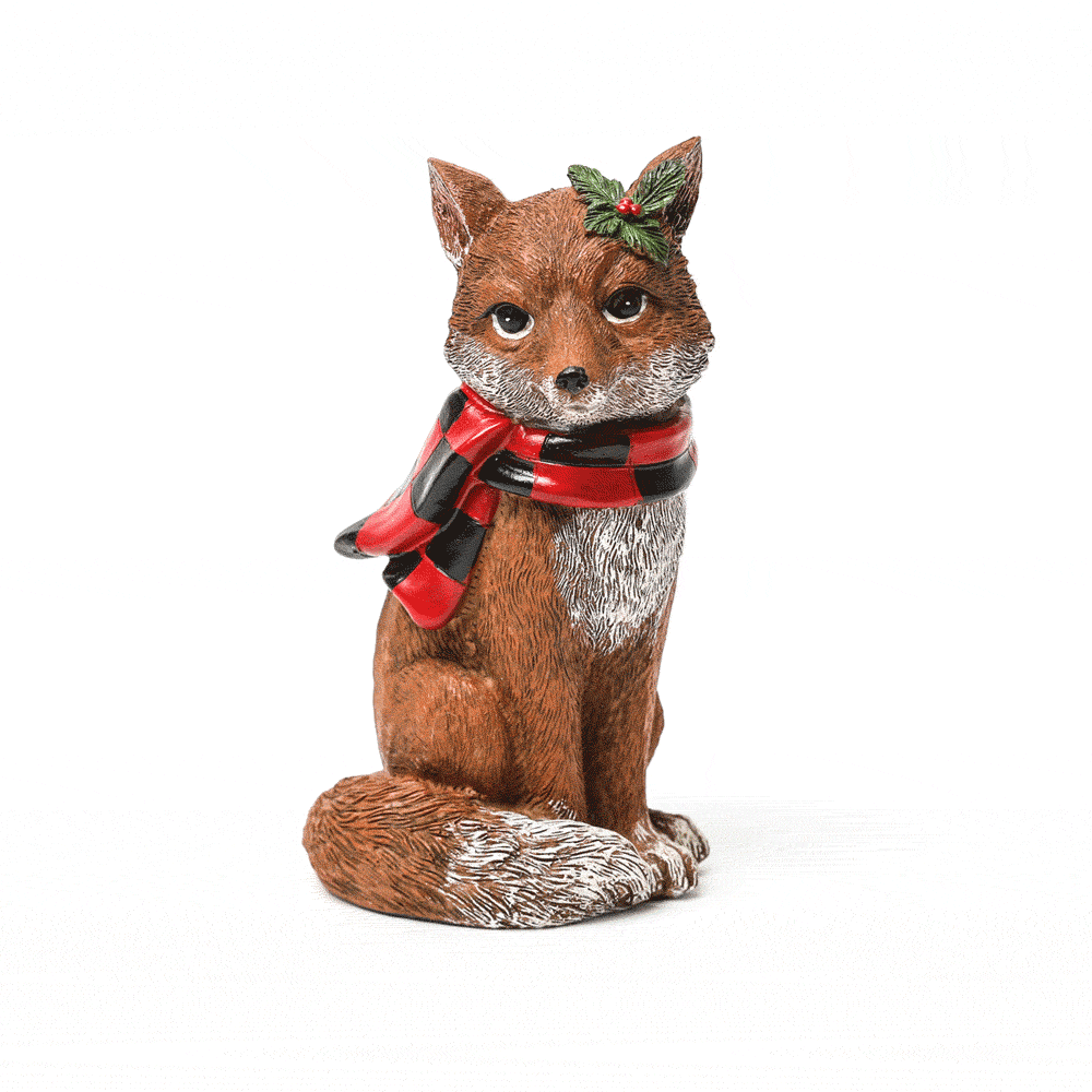 Figura Navideña de Zorro con Bufanda – 17 cm