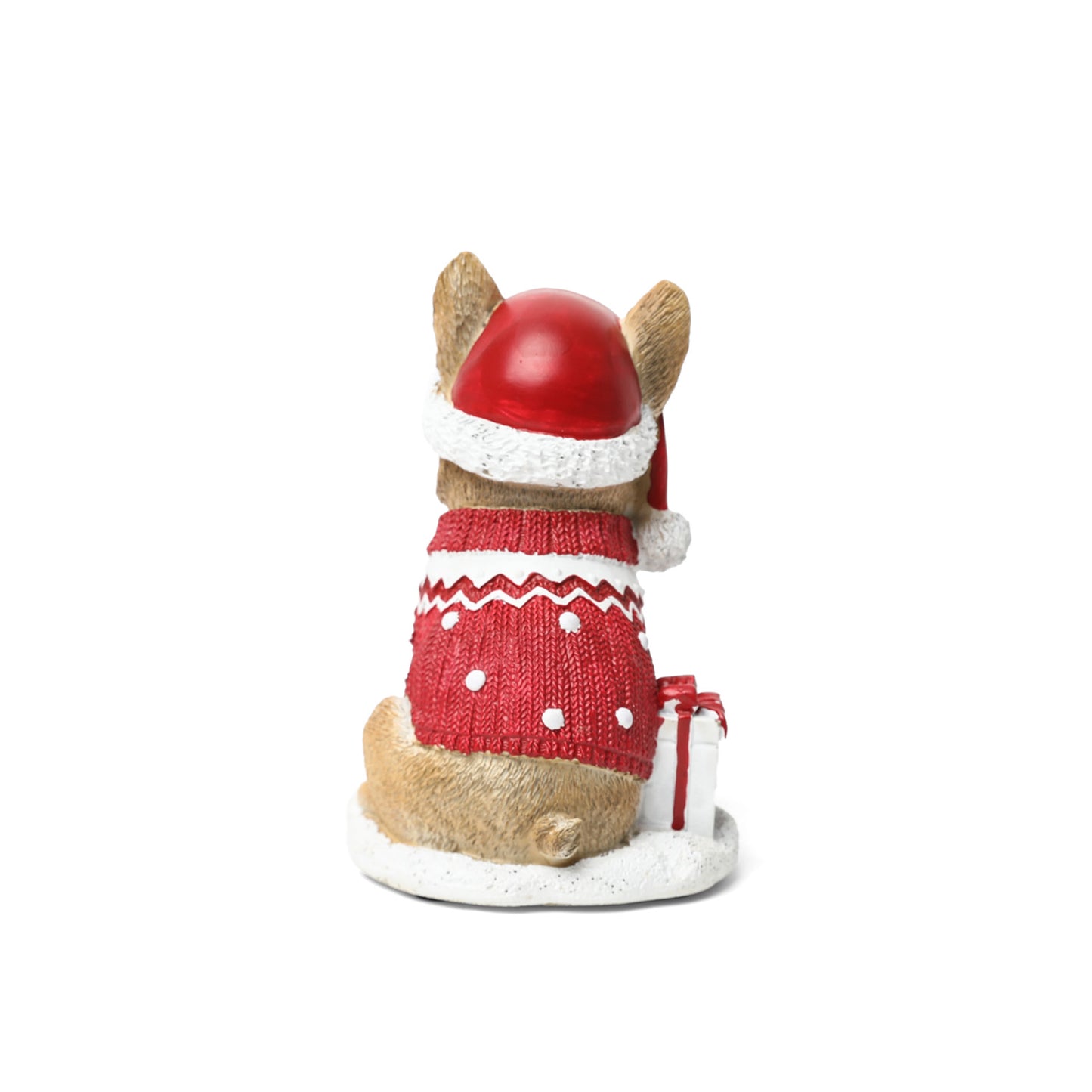 Bulldog con Gorro y Suéter Navideño – 16 cm