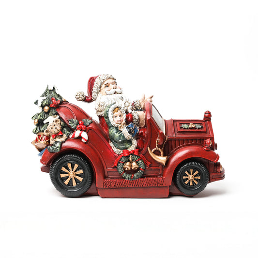 Auto Navideño Vintage con Santa - 32 cm