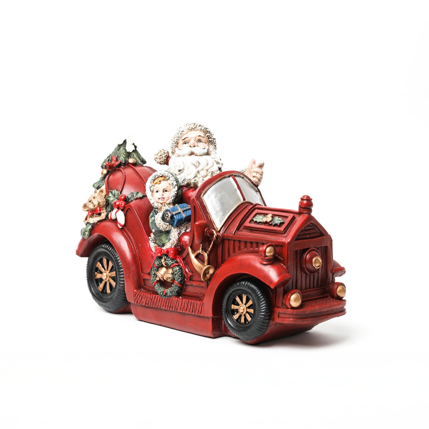 Auto Navideño Vintage con Santa - 32 cm
