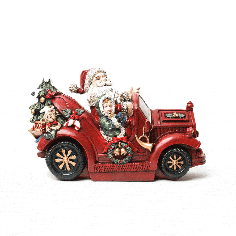 Auto Navideño Vintage con Santa - 32 cm