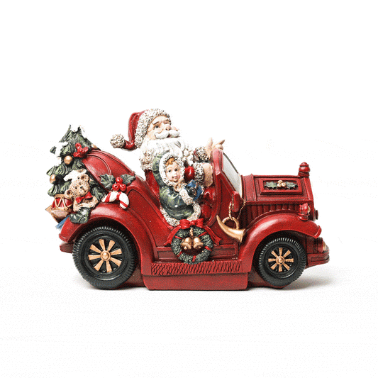 Auto Navideño Vintage con Santa - 32 cm